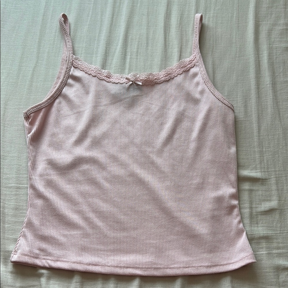 Elegant Pink Lace Trim Camisole